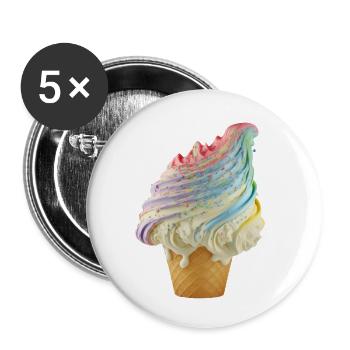 Regenbogen-Eiscreme Wellen - Buttons klein 25 mm (5er Pack) - Weiß - Vorne