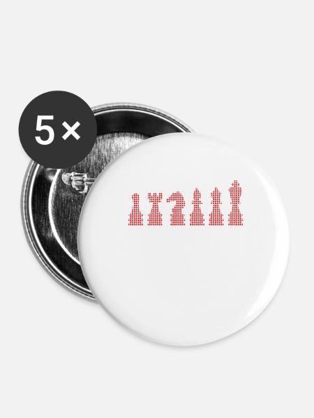 Schach - Buttons klein 25 mm (5er Pack) - Weiß