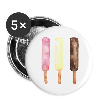 Kinder-Eis - Buttons klein 25 mm (5er Pack) - Weiß - Vorne