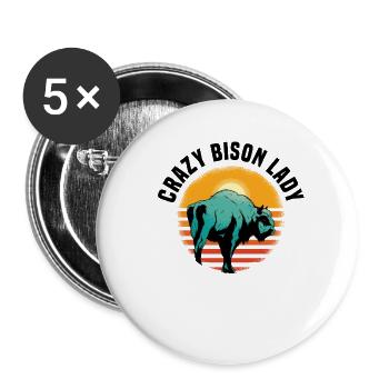 Büffel Bison Ochse Indianer Amerikanisch - Buttons klein 25 mm (5er Pack) - Weiß - Vorne