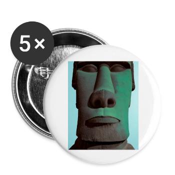 Moai Gesicht Portrait Neon-Stil - Buttons klein 25 mm (5er Pack) - Weiß - Vorne