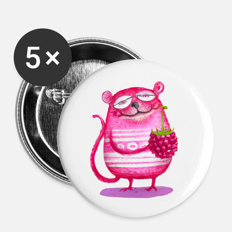 Himbeerkatze - Buttons klein 25 mm (5er Pack) - Weiß