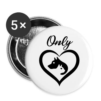 MY ONLY LOVE CAT DOG HEART - Buttons klein 25 mm (5er Pack) - Weiß - Vorne