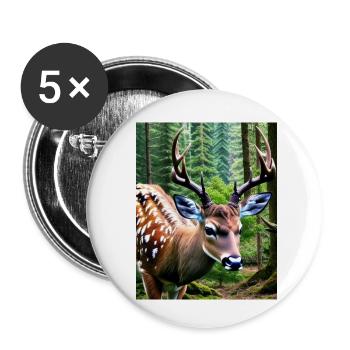 Cool Comic Portrait of a wild fallow deer majestic - Buttons small 1''/25 mm (5-pack) - white - Front