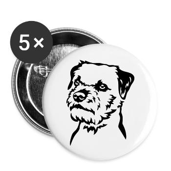 Tête de Border Terrier - Lot de 5 petits badges (25 mm) - blanc - Devant