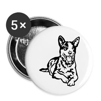 Australian Cattle Dog - Buttons small 1''/25 mm (5-pack) - white - Front