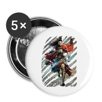 Celestial Guardian: Nebula Warrior Lady with Armor - Buttons small 1''/25 mm (5-pack) - white - Front