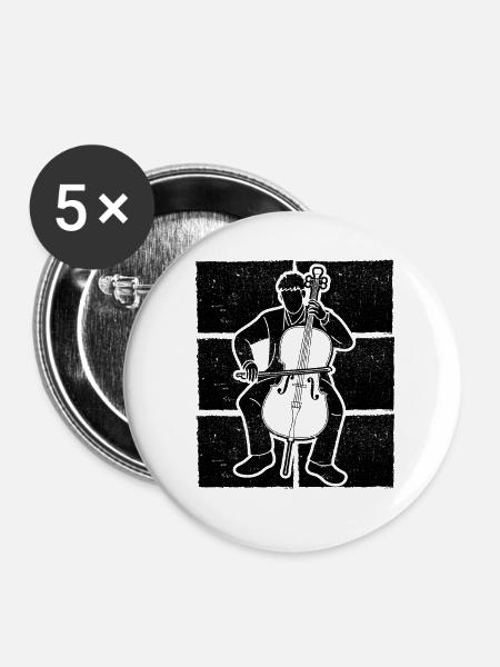 Cello Cellospieler Cellist - Buttons klein 25 mm (5er Pack) - Weiß