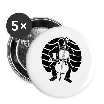 Cello cello player cellist - Buttons small 1''/25 mm (5-pack) - white - Front