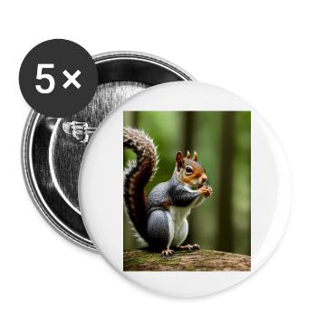 Cooles Comic Portrait wildes rotes Eichhörnchen majestätisch - Buttons klein 25 mm (5er Pack) - Weiß - Vorne