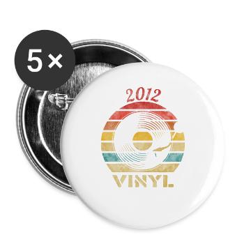 2012 Vinyl Retro Record Vintage Music - Buttons small 1''/25 mm (5-pack) - white - Front