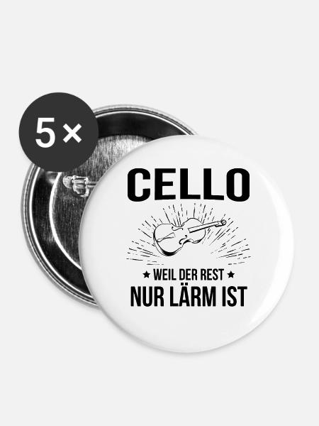 Cello Cellospieler Cellist - Buttons klein 25 mm (5er Pack) - Weiß