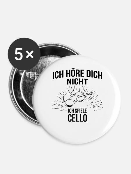 Cello Cellospieler Cellist - Buttons klein 25 mm (5er Pack) - Weiß