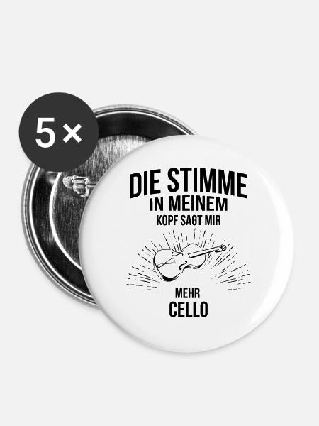 Cello Cellospieler Cellist - Buttons klein 25 mm (5er Pack) - Weiß