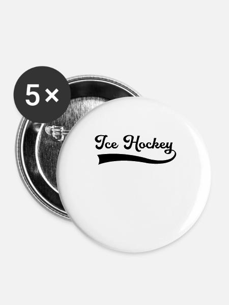 Eishockey Schriftzug - Buttons klein 25 mm (5er Pack) - Weiß