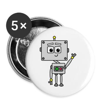 Robot Johnny - Lot de 5 petits badges (25 mm) - blanc - Devant