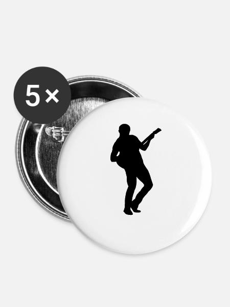 Gitarrist Silhouette - Buttons klein 25 mm (5er Pack) - Weiß