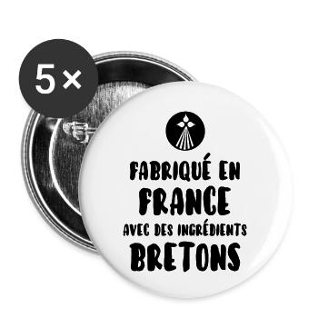 Breton - Lot de 5 petits badges (25 mm) - blanc - Devant