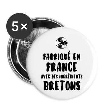 Breton - Lot de 5 petits badges (25 mm) - blanc - Devant