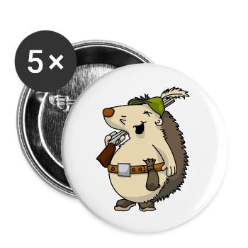 Chasseur hérisson - Lot de 5 petits badges (25 mm) - blanc - Devant