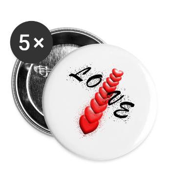 Liebe im Herzen - Buttons klein 25 mm (5er Pack) - Weiß - Vorne