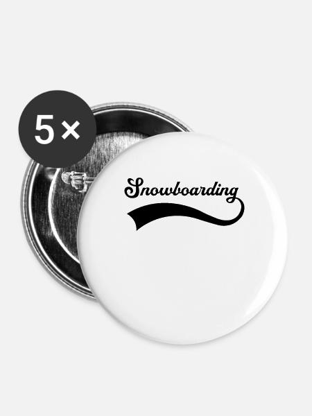 Snowboarding Schriftzug - Buttons klein 25 mm (5er Pack) - Weiß