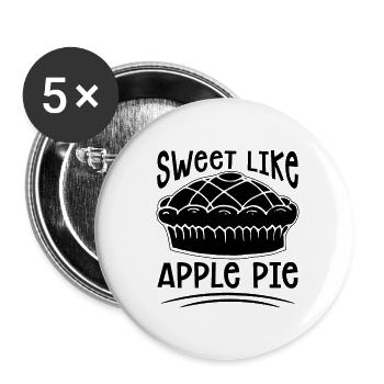Sucré comme la tarte aux pommes Pâtisseries Amateur de tarte aux pommes - Lot de 5 petits badges (25 mm) - blanc - Devant