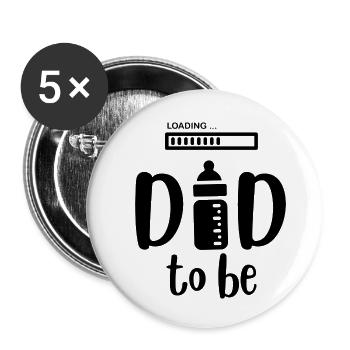 Papa en cours de téléchargement. Cadeau futur Papa - Lot de 5 petits badges (25 mm) - blanc - Devant