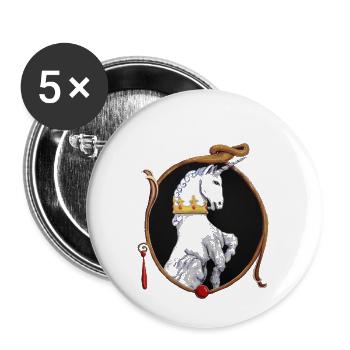 Licorne du roi - Lot de 5 petits badges (25 mm) - blanc - Devant