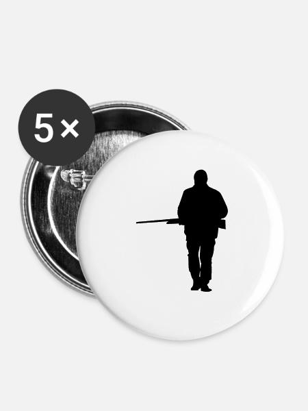 Jäger Jagen Silhouette - Buttons klein 25 mm (5er Pack) - Weiß