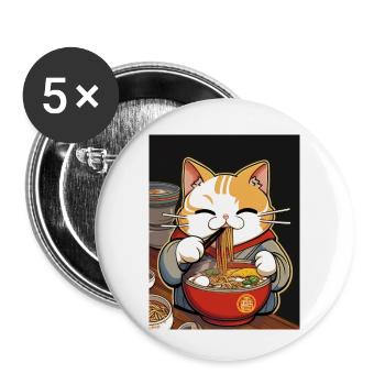 Cat Japanese Ramen Otaku Anime - Buttons small 1''/25 mm (5-pack) - white - Front