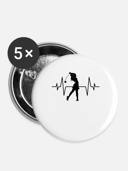 Golf Golferin Herzschlag - Buttons klein 25 mm (5er Pack) - Weiß