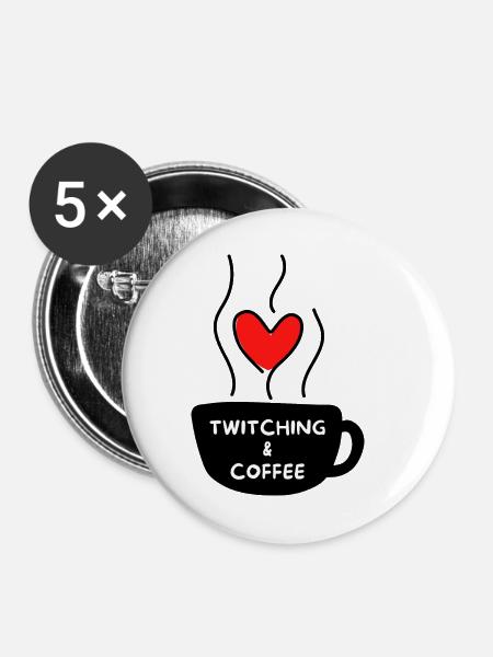 Zucken & Kaffee - Buttons klein 25 mm (5er Pack) - Weiß