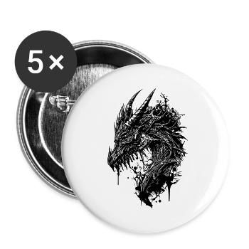 Creepy vintage dragon - Buttons small 1''/25 mm (5-pack) - white - Front