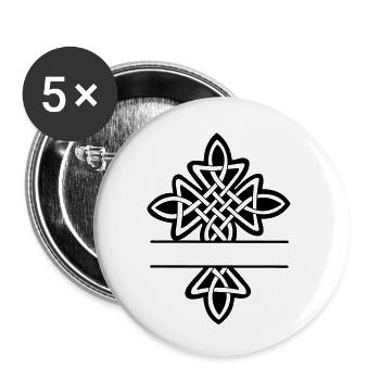 Keltisches Kreuzmonogramm - Buttons klein 25 mm (5er Pack) - Weiß - Vorne