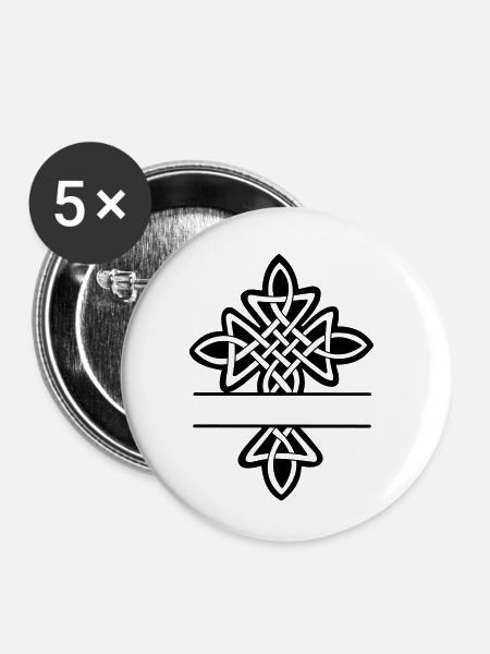 Keltisches Kreuzmonogramm - Buttons klein 25 mm (5er Pack) - Weiß