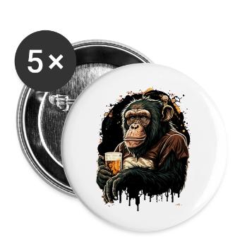 Bière fraîche Chimpanzé - Lot de 5 petits badges (25 mm) - blanc - Devant
