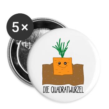 lustige Quadratwurzel - Möhre – Karotte - Buttons klein 25 mm (5er Pack) - Weiß - Vorne
