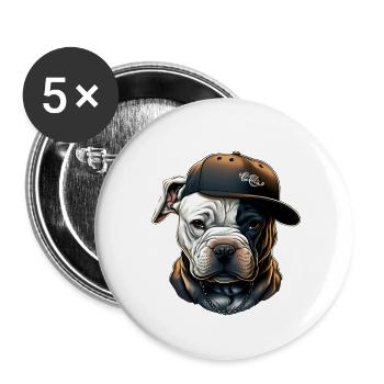 Bulldog Casquette Urbaine - Lot de 5 petits badges (25 mm) - blanc - Devant