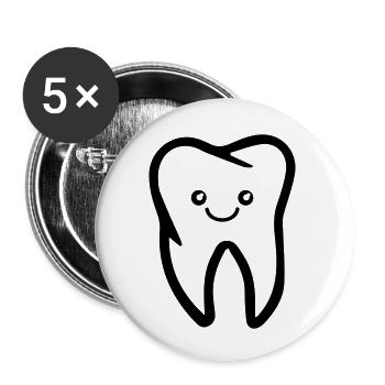 sourire des dents - Lot de 5 petits badges (25 mm) - blanc - Devant