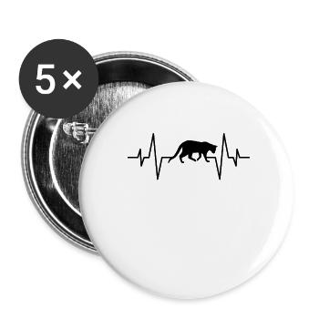 Battement de cœur de chat - Lot de 5 petits badges (25 mm) - blanc - Devant