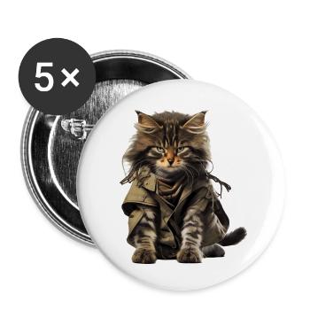 Grim cat as a special unit Veteran of the Army - Buttons small 1''/25 mm (5-pack) - white - Front