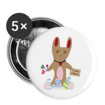 Hase wünscht Frohe Ostern - Buttons klein 25 mm (5er Pack) - Weiß - Vorne