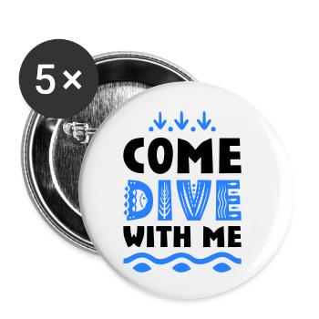 Drôles de dictons pour les plongeurs - Lot de 5 petits badges (25 mm) - blanc - Devant