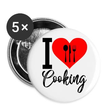 i love cooking - Buttons klein 25 mm (5er Pack) - Weiß - Vorne