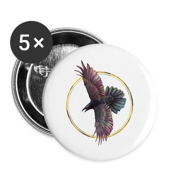 Krähe - Buttons klein 25 mm (5er Pack) - Weiß - Vorne