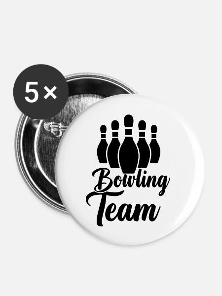 Bowling Team - Buttons klein 25 mm (5er Pack) - Weiß