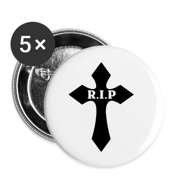 Cross RIP-Verlust sehr geehrte Damen und Herren - Buttons klein 25 mm (5er Pack) - Weiß - Vorne
