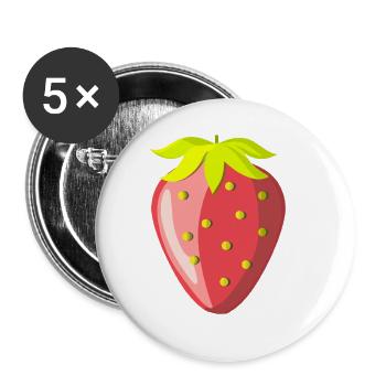 Fraise - Lot de 5 petits badges (25 mm) - blanc - Devant