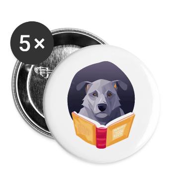Lesen Hund Buch Leser Hunde Buchliebhaber Bücher - Buttons klein 25 mm (5er Pack) - Weiß - Vorne